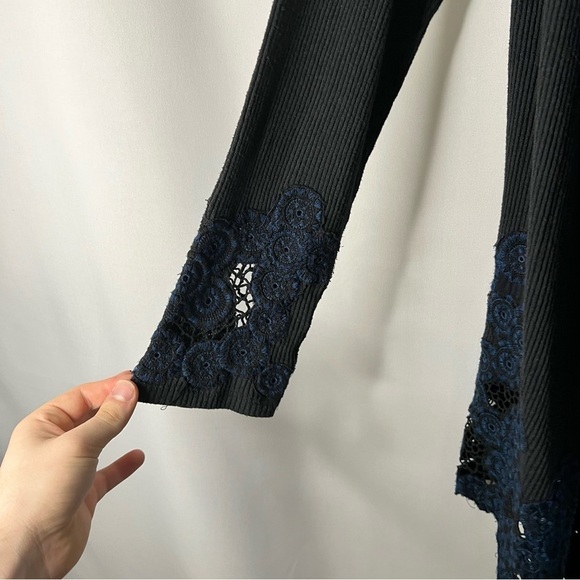 Soft Surroundings Womens Lucy Topper Twilight embroidered ribbed cardigan Size M - Picture 5 of 11